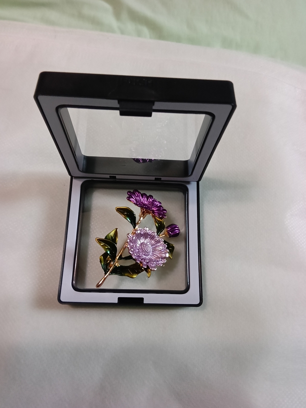 Gold-Tone Floral Brooch with Purple and Lavender Enamel